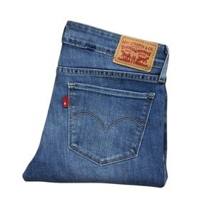 LEVI’S 711 jeans mid rise skinny flattering body hugging stretchy blue denim 27